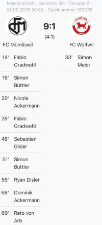FC Mümliswil: Senioren: Überlegener Sieg gegen den FC Wolfwil