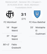 FC Mümliswil: Senioren: 180 SPIELE THOMI und Einzug in die Meistergruppe