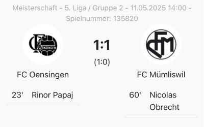 3. Mannschaft: Punktgewinn in Oensingen
